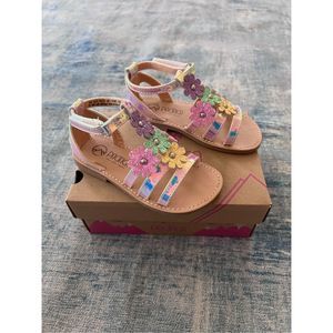 NWOT Pacifica Iridescent Glitter Floral Sandals Toddler 9